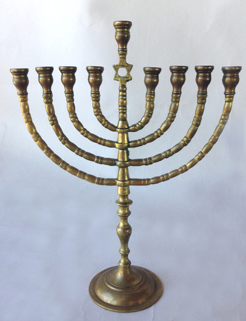 Poland - Antique Branched Chanukah Menorah with Star of David